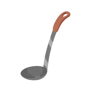 ملاقه استیل دسته چوبی